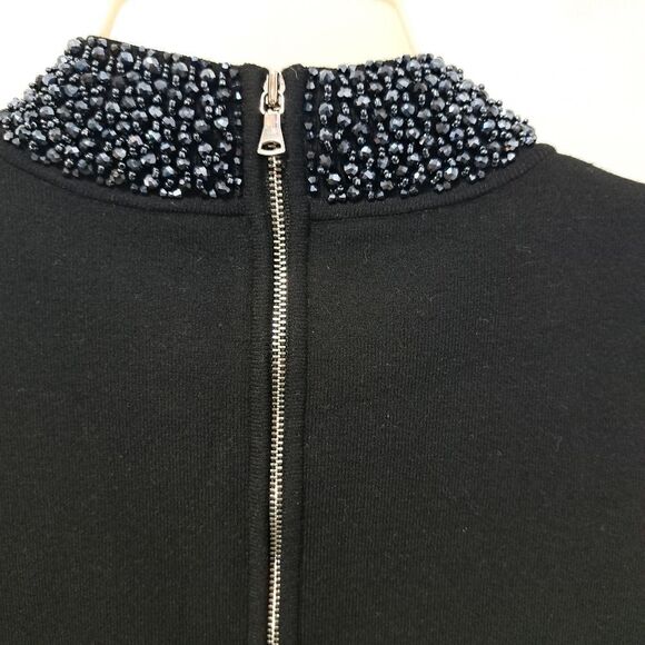 Milly Embellished Collar Iconic Shilloute Sheath Knee Length Dress Black Medium - Picture 10 of 16